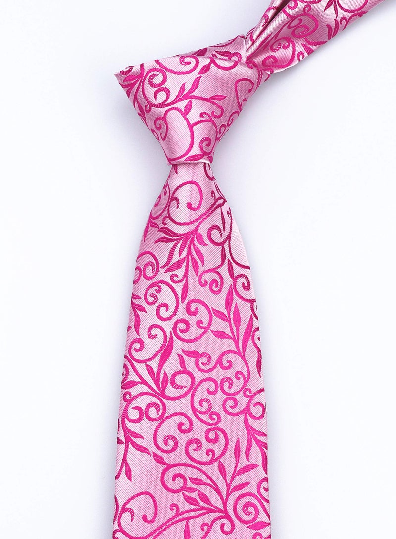 Ctskyte Men's Handmade Fuscia Ties Fashion Hot Pink Small Floral Wedding Dance Neckties - Image 3